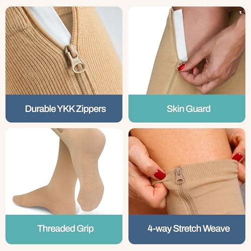 Non Slip Zipper Compression Socks for Men & Women