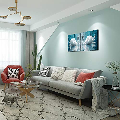 Wall Art for living room Canvas wall decorations for bathroom Modern Wall decor Family Bedroom Wall Pictures Two swans Artwork Kitchen office Home decoration Abstract painting