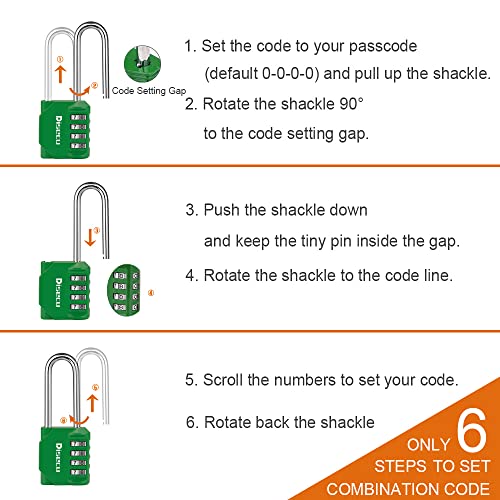 2 Pack disecu 2.6 Inch Long Shackle Combination Lock (2 Count)