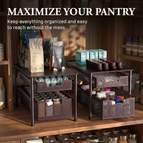 Stackable 2 Tier Sliding Basket Organizer Drawer