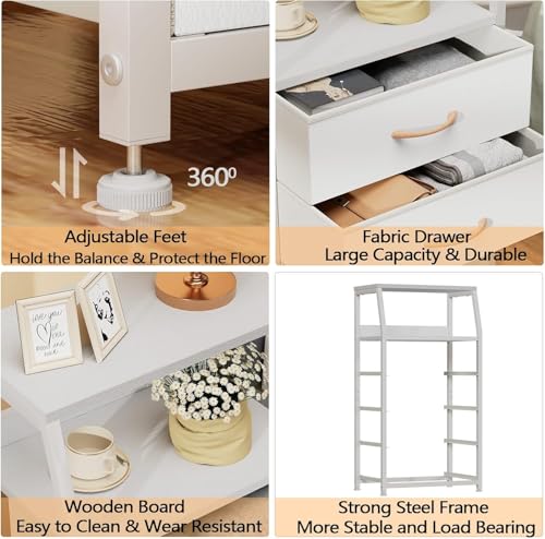 Tall Nightstand with 4 Fabric Drawers