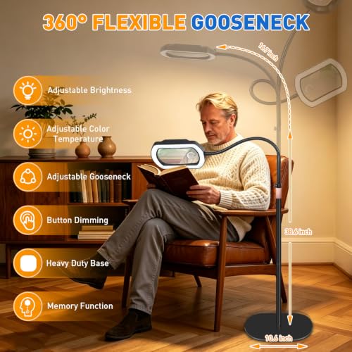 12X 30X Square Gooseneck Floor Magnifying Glass with Light and Stand (72.99 Count)
