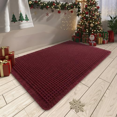 Upgraded Waffle Bath Mat Ultra Absorbent Non Slip Bathroom Mat