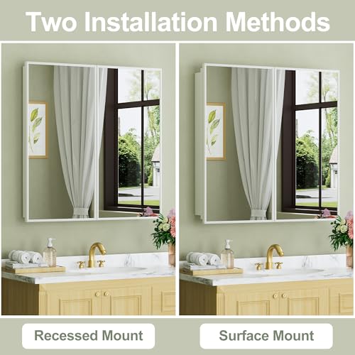 30 x 30 Inch Framed Medicine Cabinet Mirror