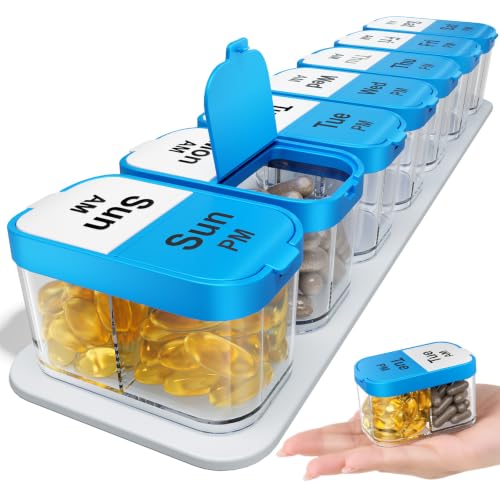 Extra Large Weekly Pill Organizer 2 Times A Day AM PM