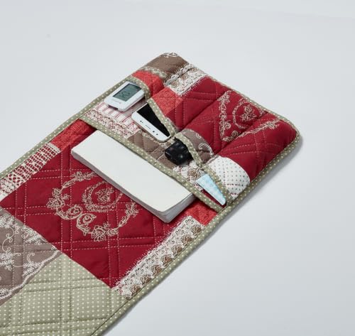 Burgundy Toile Floral Couch Armrest Cover