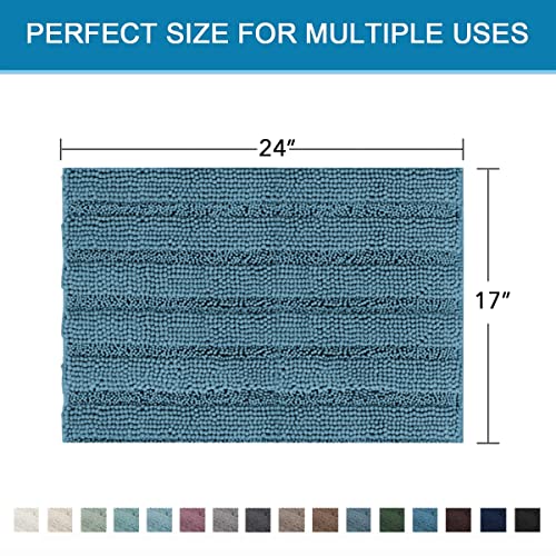 Bathroom Rugs Bath Rugs for Bathroom Non Slip Bath Mats Extra Thick Chenille Striped Rug 17" x 24" Absorbent Soft Shaggy Washable Dry Fast Bath Mats for Bath Room Floor