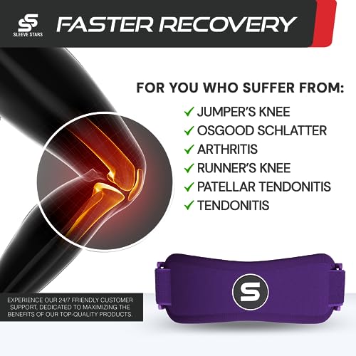 Sleeve Stars Swedish Brand Patellar Tendon Support Strap for Women & Men Effective Osgood Schlatter Knee Brace Youth & Kids Knee Brace with 3 Adjustable Length fits 12"