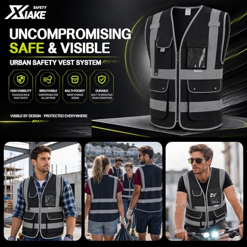 8 Pockets High Visibility Class 2 Reflective Safety Vest for Men & Women Meets ANSI Standards