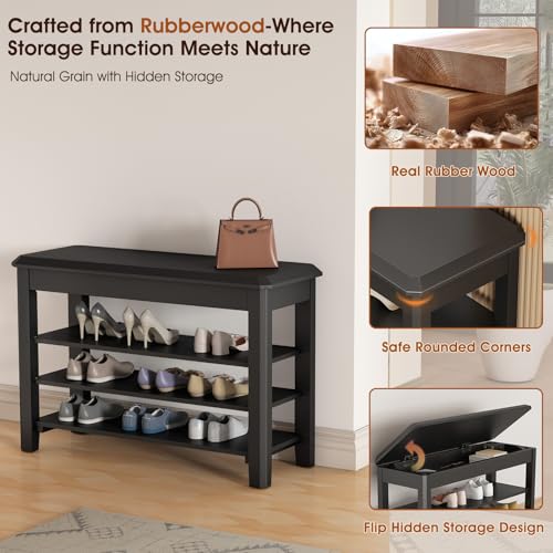 Shoe Rack Bench Seat Rubberwood 3