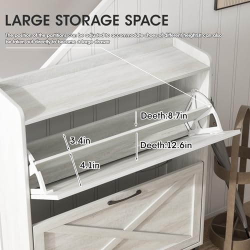 Shoe Storage Cabinet with 2 Flip Drawers