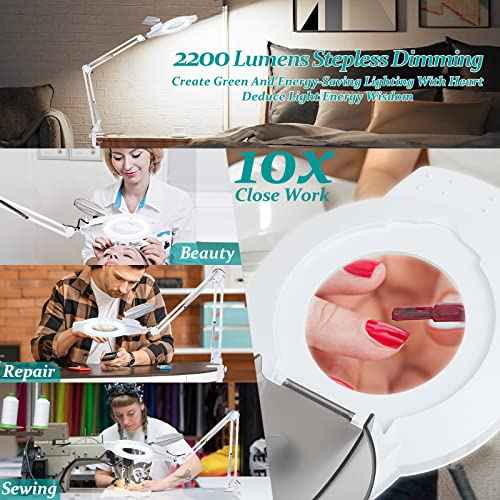 10X & 2200 Lumens Magnifying Glass with Light and Clamp (54.99 Count)