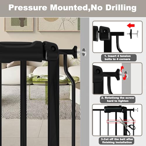 76.3 81.1 Inch Extra Wide Baby Gate for Stairs Doorways No Drill