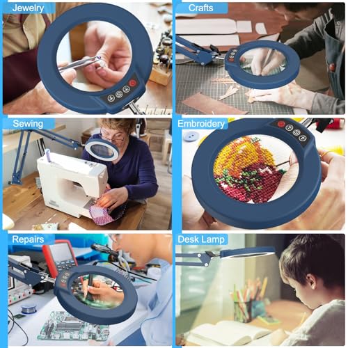 10X Magnifying Glass with Light and Clamp