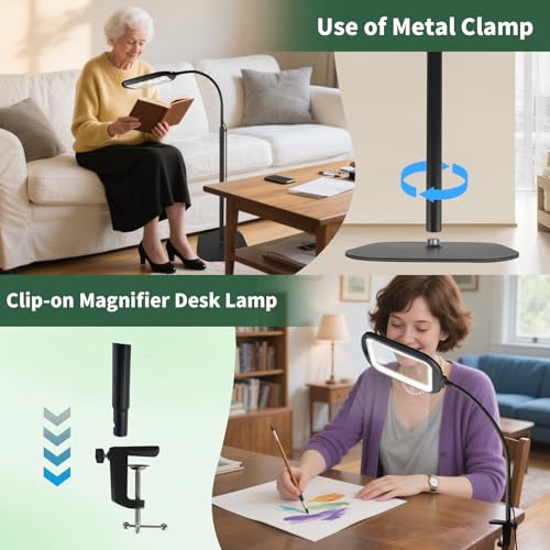 10X 30X Extra Large Magnifying Glass with Light and Stand