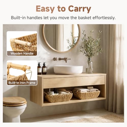 Hand Woven Storage Baskets with Wooden Handles (2 Count)