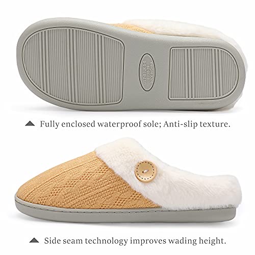 Womens Slipper Warm Comfy Memory Foam House Slippers Knitted Shoes Faux Fur Lined Anti