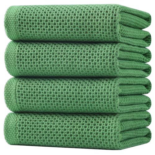 100% Cotton Oversized Waffle Weave Kitchen Towels 4 (4 Count)