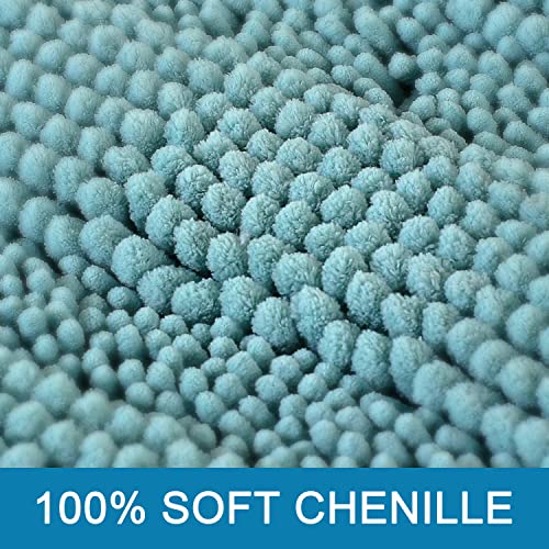 Bathroom Rugs Bath Mats Sets Super Absorbent Chenille Striped Bath Mats Non Skid Machine Wash Dry Rugs for Bathroom Floor Set of 2