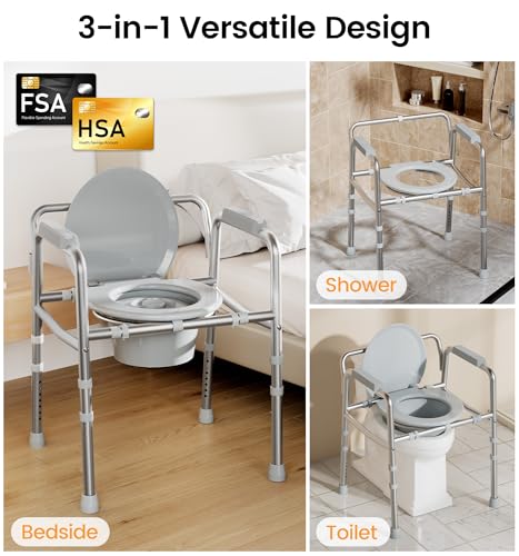 3 in 1 Bedside Commode Toilet for Seniors
