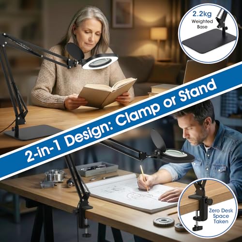 10X Magnifying Glass with Light and Stand