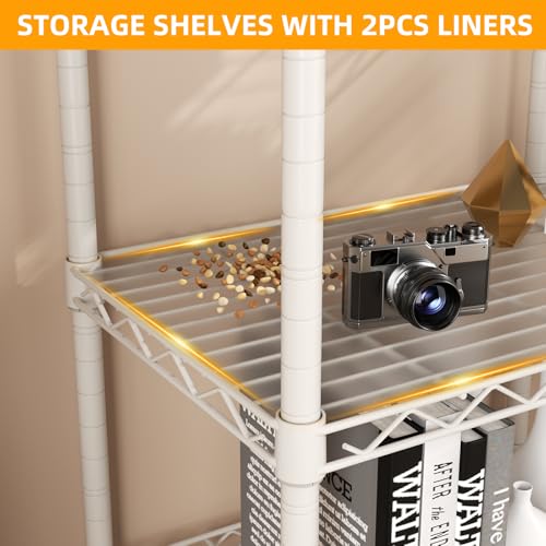 4 Shelves Storage Shelf Wire Shelving Unit Metal Adjustable Wheels