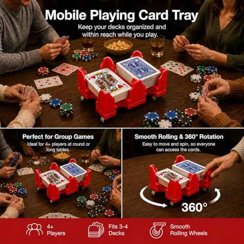 Card Holder 4 Deck Playing Cards Tray Organizes Multiple Decks