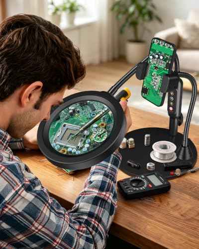 30X 10X Magnifying Glass with Light and Phone Holder