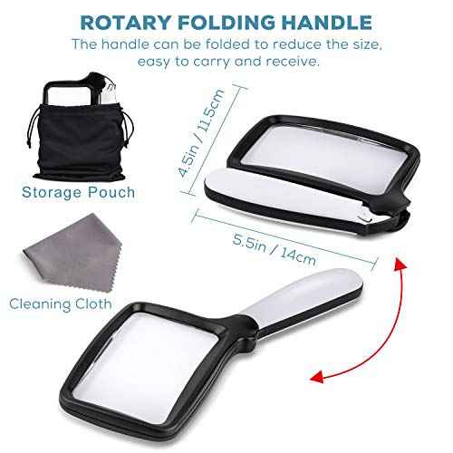 Folding Handheld Magnifying Glass with Light