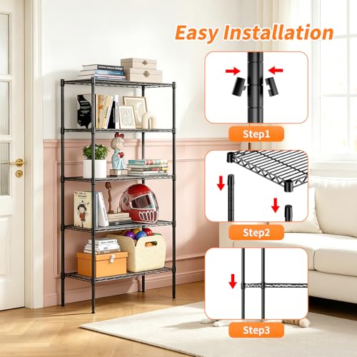 5 Tier Wire Storage Shelves with Wheels