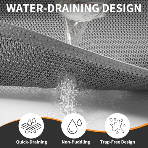 Front Door Mat Outside Entrance Drainage Doormat Grey 31"x47" (144 Sq Ft)