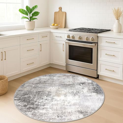 Round Area Rug 5 Ft Circle Entryway Rugs Round Washable Door Mat Indoor Entrance (25 Sq Ft)