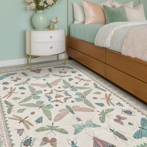 5x7 Pink and Green Nursery Rug (35 Sq Ft)