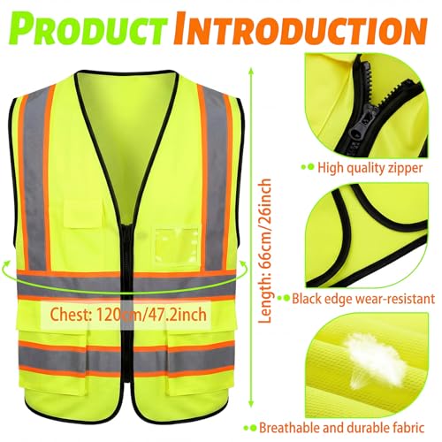 10 Pack Safety Vests with Reflective Strips (10 Count)