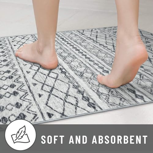 Washable Rugs for Entryway 2x3 Grey Moroccan Boho Small Area Rug