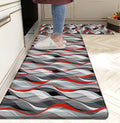 Kitchen Mats for Floor Modern Abstract kitchen rugs Grey and Red Stripe Anti Fatigue Kitchen Mats Waterproof Floor Mats Cushioned Non