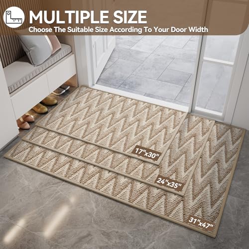 Front Door Mat Indoor Entrance Non Slip Entry Doormat Brown 17"x30" (3.55 Sq Ft) - Bel Marant