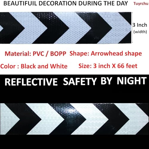 Black White Reflective Tape Outdoor Waterproof 3 inch X 66 feet