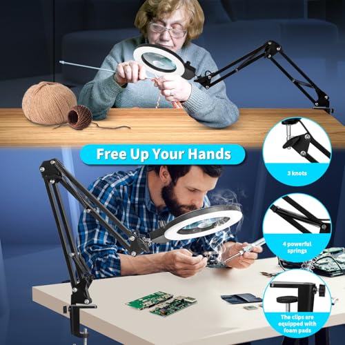 12X 30X Magnifying Glass with Light and Stand