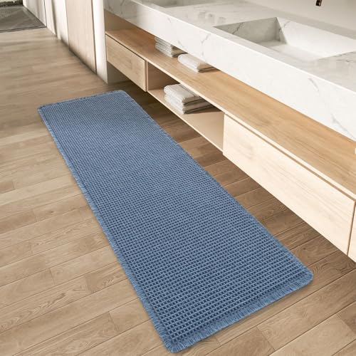 Upgraded Waffle Bath Mat Runner Absorbent Non Slip Bathroom Mat