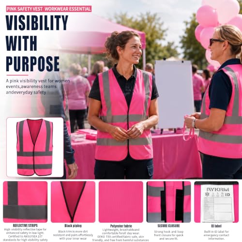 Company Logo Pink Reflective Work Vest