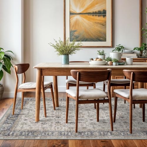 Washable Area Rug 5x7 Living Room Grey