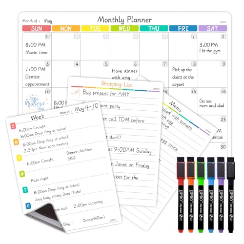 Magnetic Monthly Calendar Whiteboard Set for Refrigerator