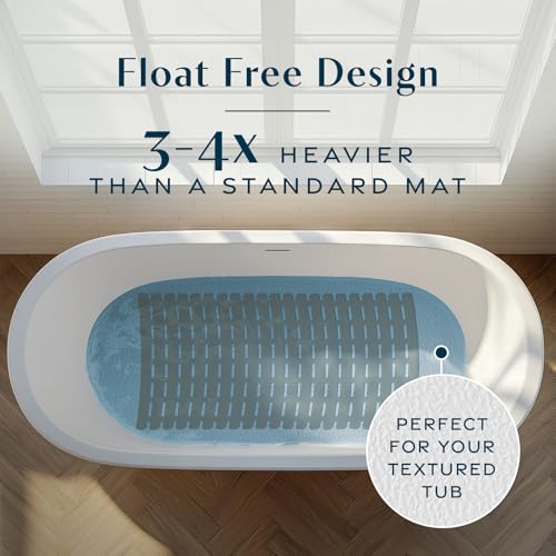 31"x15" Weighted Non Slip Bath Mat for Textured Tubs