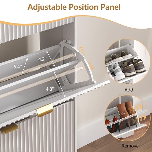 Shoe Cabinet Storage for Entryway with Flip Drawer & Bench