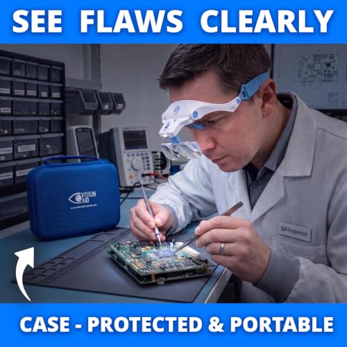 Expert Edition Magnifying Glasses with USB Rechargeable LED Light and Storage Case Hands Free Head Magnifier for Hobby Painting Close Work
