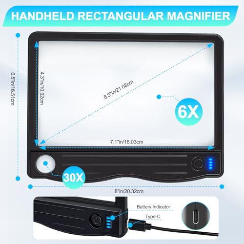 6X 30X Magnifying Glass with Light