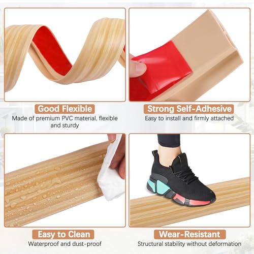 Vinyl Floor Transition Strip Self Adhesive Door Threshold Strip (6.6 Foot)