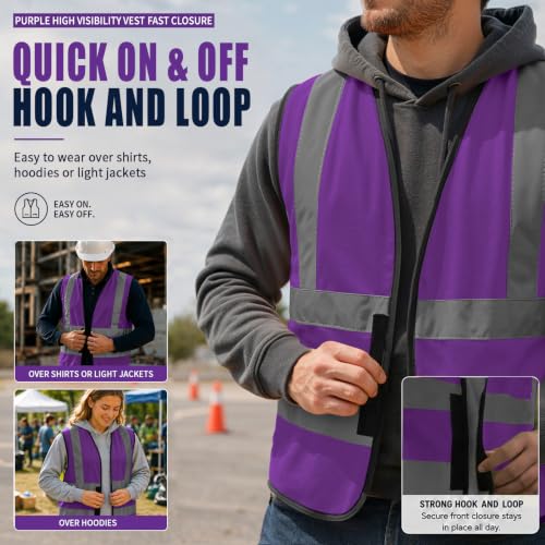 purple high vis safety vest 3XL