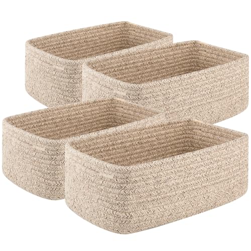 4 Pack Small Storage Shelf Baskets for Organizing (4 Count)